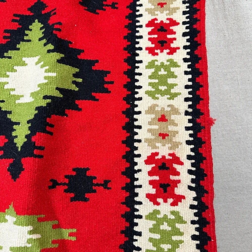 Vintage Southwestern Kilim Runner Rug Red‎ Green Geometric Tribal 22x46